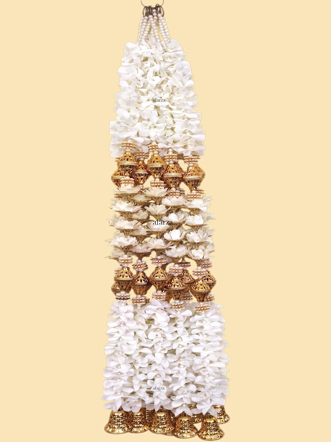 afarza haathmade Latkan for Door Hanging Artificial Flower Garlands Latest Home Decoration Latkan 2 Piece (White, 36 INCH) - Image 4