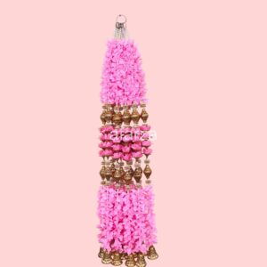 Pink Floral Door Latkan with Gold Decorative Details